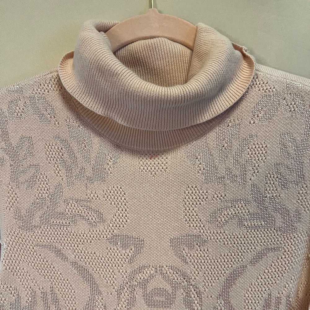 Chico's Sleeveless Pink Cowl Neck Sweater with Jacquard Design - Picture 4 of 5